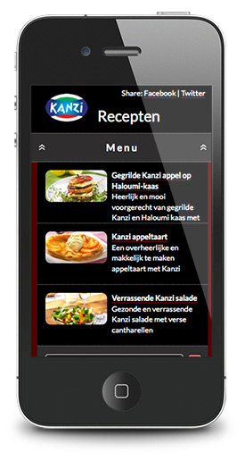 mobiele website Kanzi met verschillende landen
